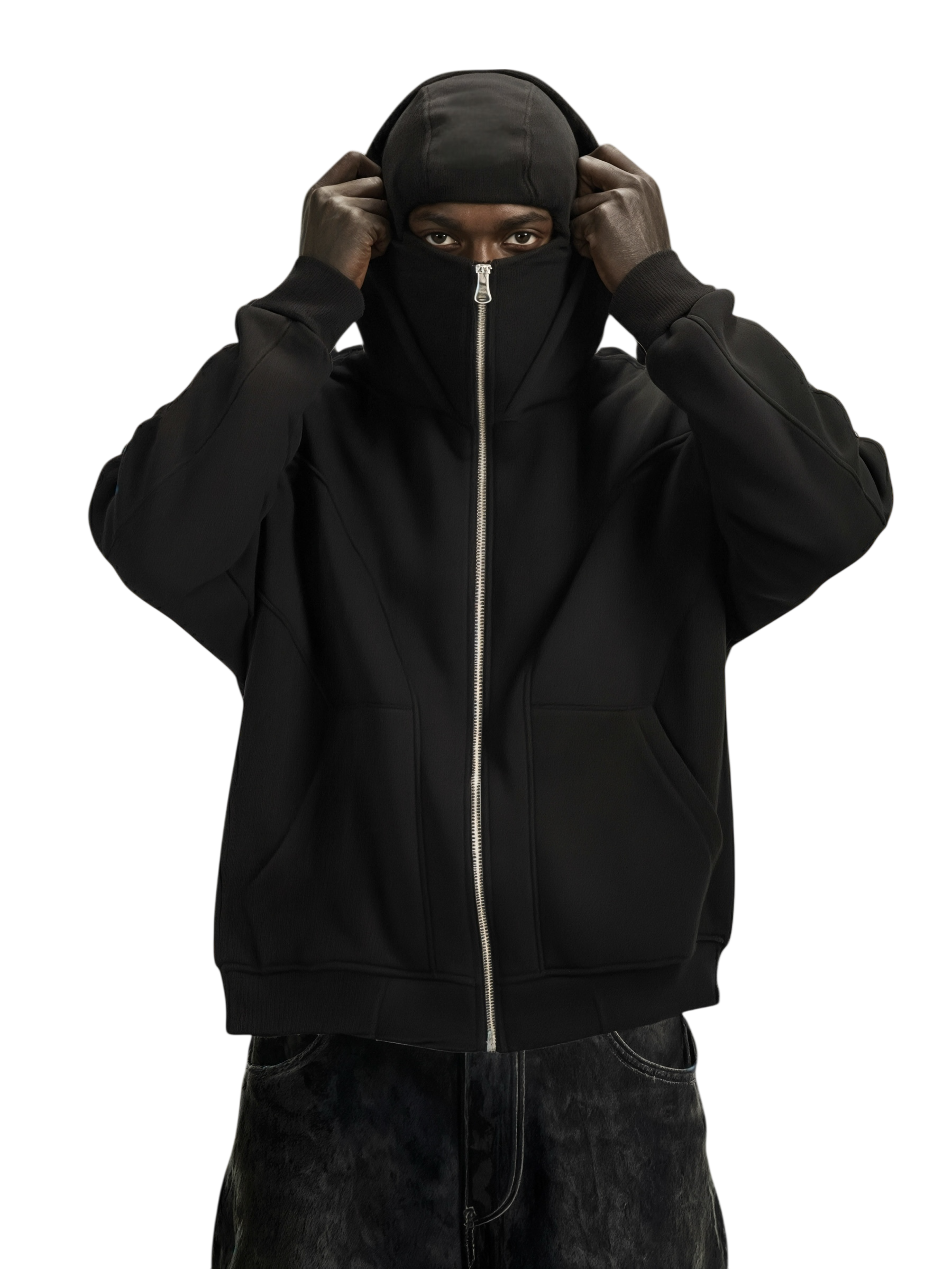 Double Hood-Black Jacket.