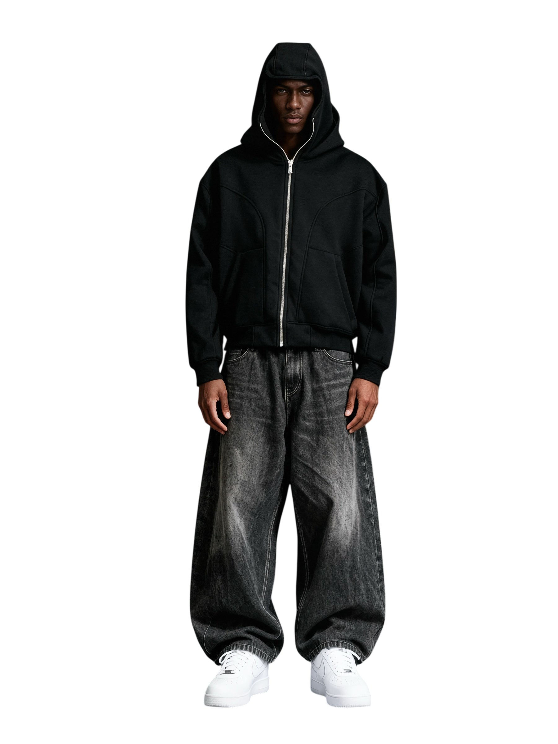 Double Hood-Black Jacket.