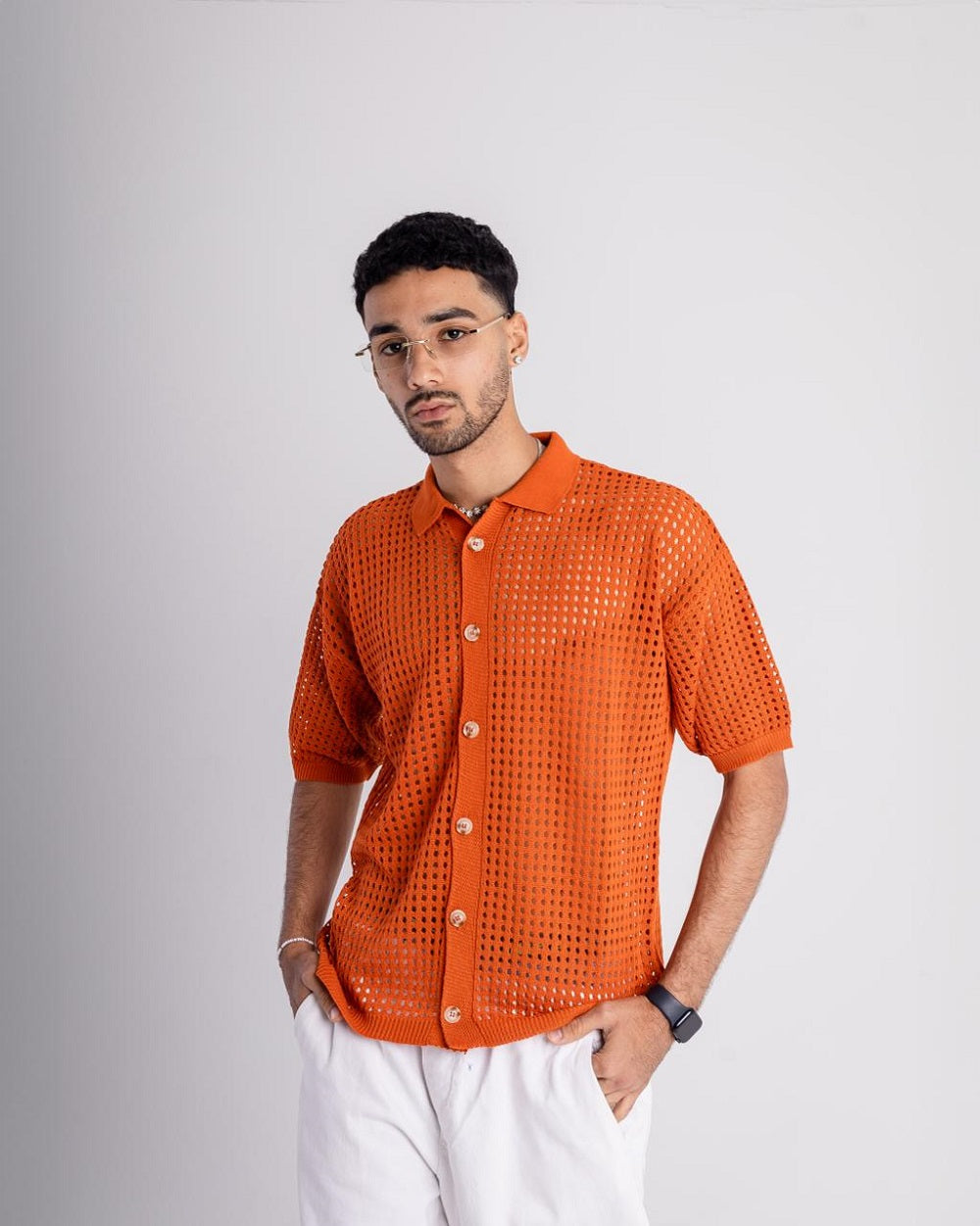 'Orange Knitted Shirt